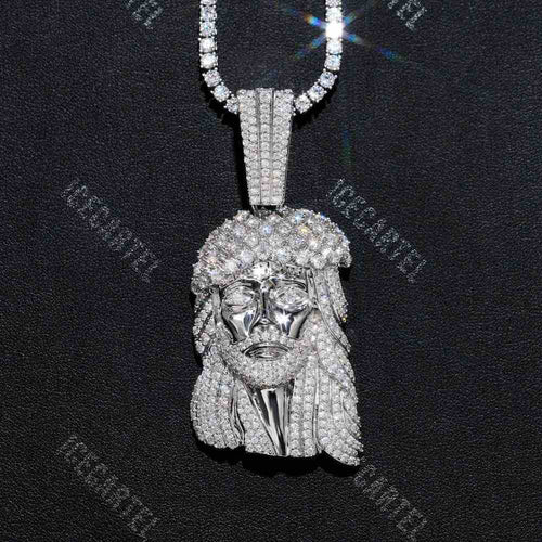 Jesus Pendant Icecartel Plain And Diamonds Close Up