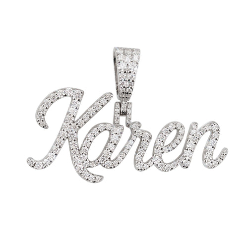 karen moissanite custom name pendant 14k gold ICECARTEL