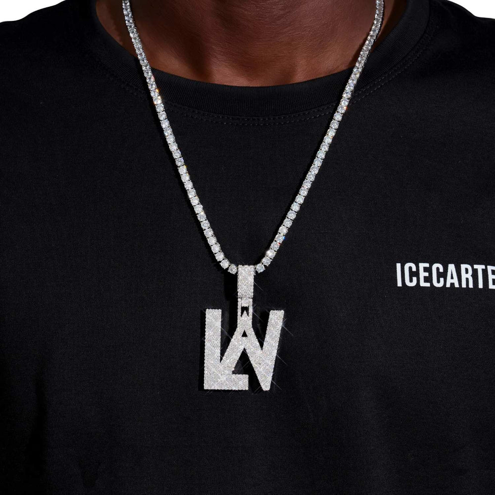 lav moissanite custom name pendant 14k gold ICECARTEL model