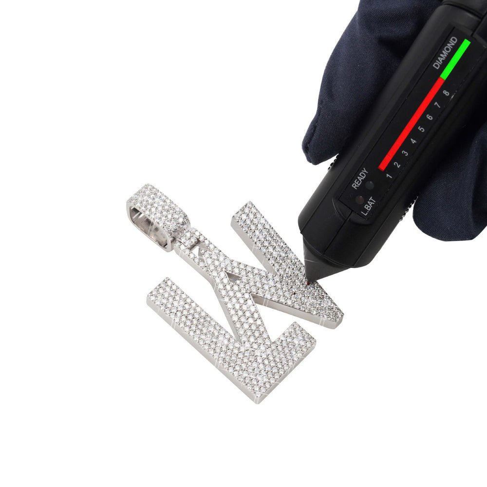 lav moissanite custom name pendant 14k gold ICECARTEL test