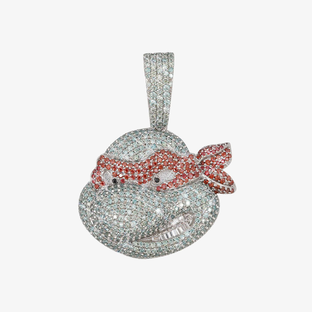 ninja turtle custom moissanite logo pendant 14k gold icecartel F6