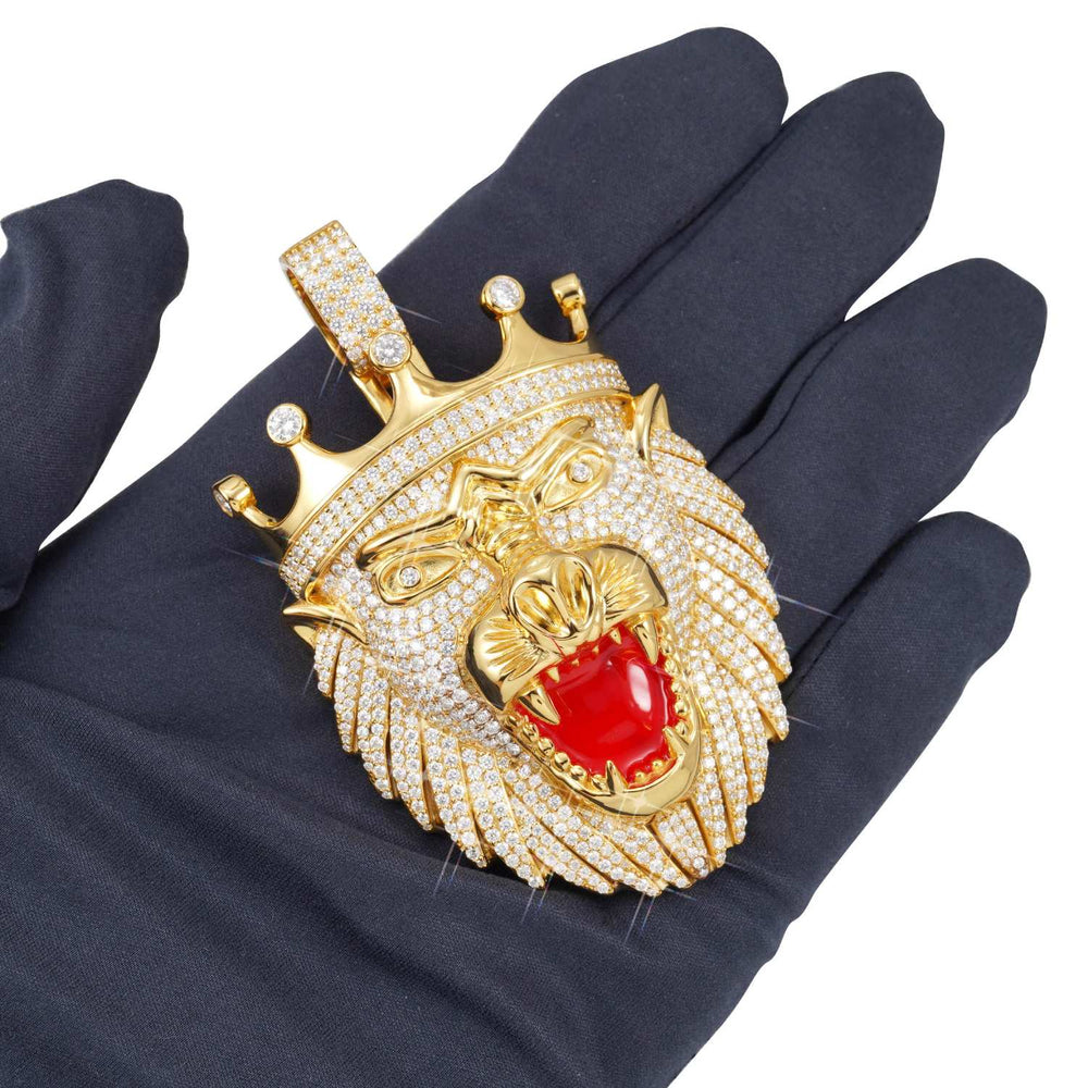 lion king custom moissanite pendant 14k gold icecartel hand