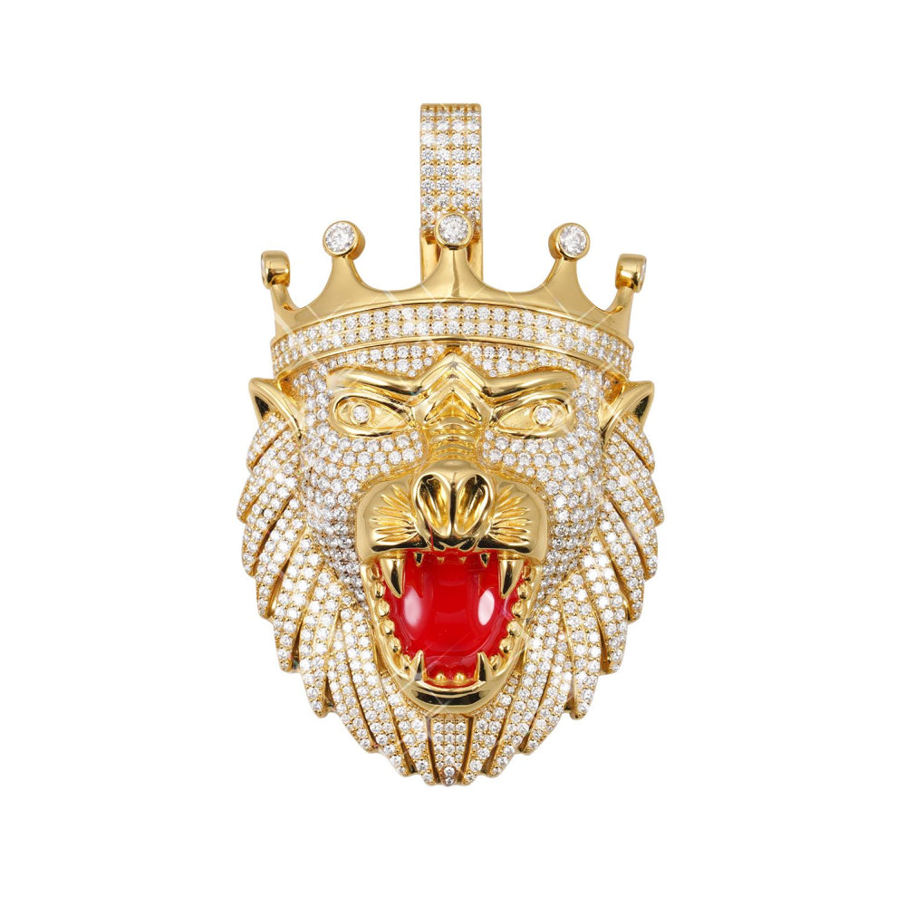 lion king custom moissanite pendant 14k gold icecartel
