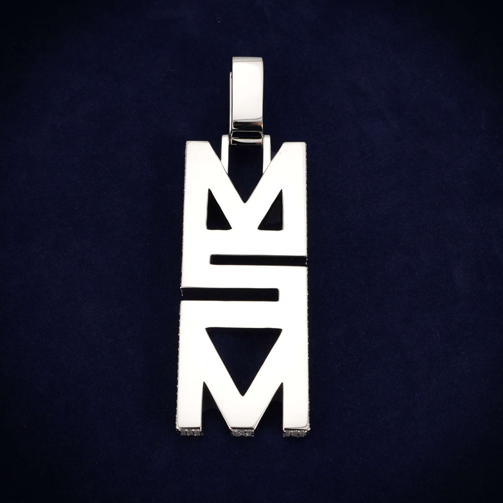 m2m custom moissanite name pendant 14k gold ICECARTEL back