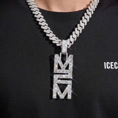 m2m custom moissanite name pendant 14k gold ICECARTEL moDel