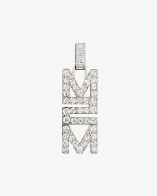 m2m custom moissanite name pendant 14k gold ICECARTEL white
