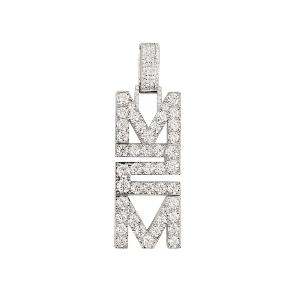 m2m custom moissanite name pendant 14k gold ICECARTEL white