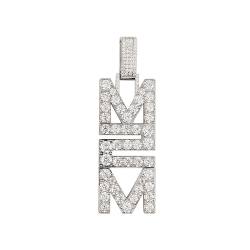 m2m custom moissanite name pendant 14k gold ICECARTEL white
