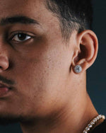 11MM Double Halo Moissanite Stud Earrings 14K Gold - White Gold