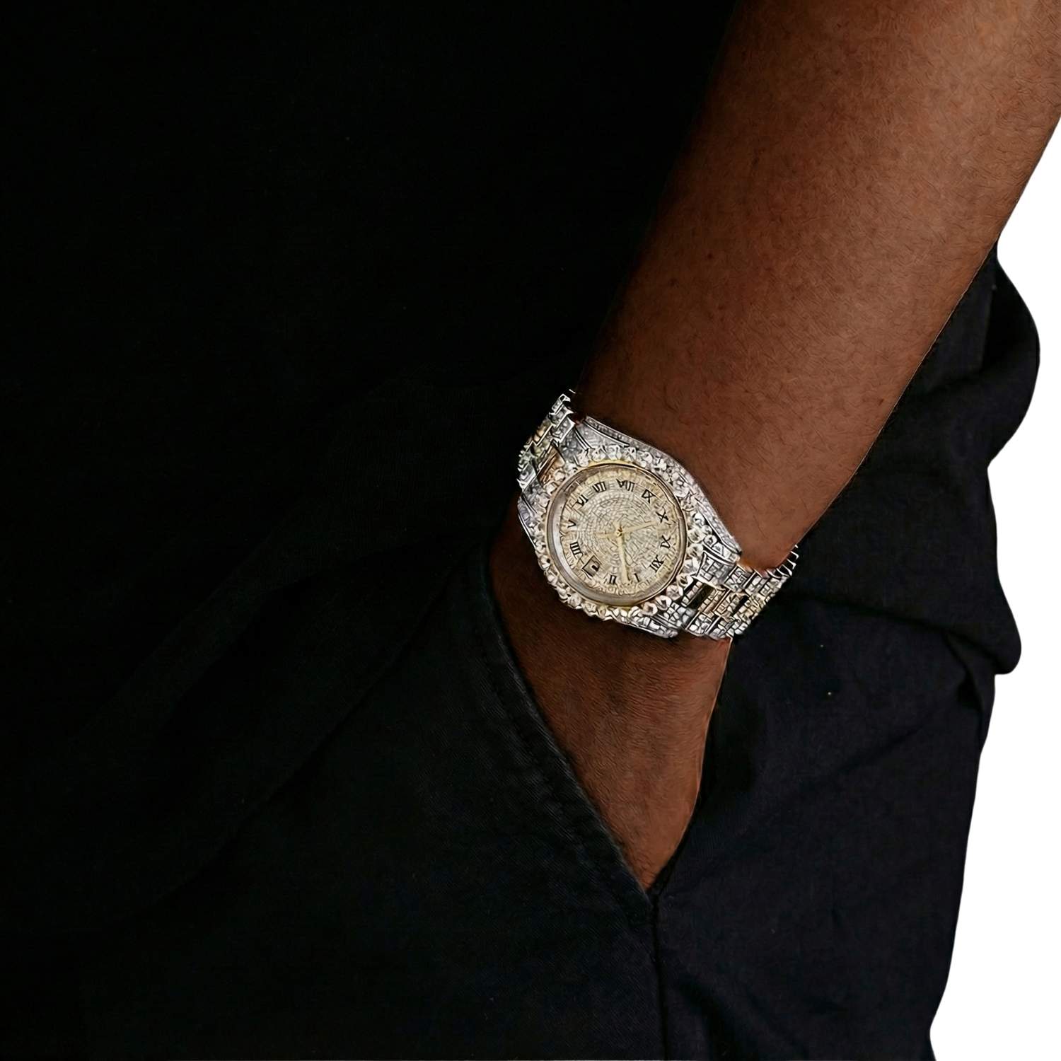 41MM Moissanite Presidential Watch | Roman Dial - Two Tone