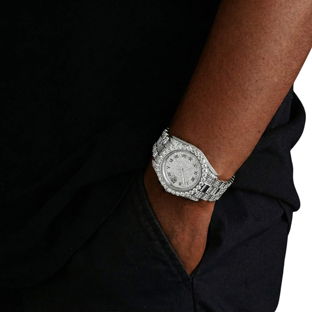 man wearing moissanite presidential watch white gold 5 icecartel