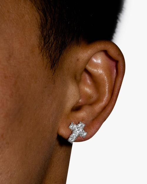 medium cross moissanite earrings 14k gold icecartel model