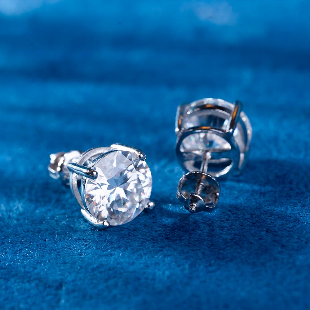 mens 10mm moissanite stud earrings diamond