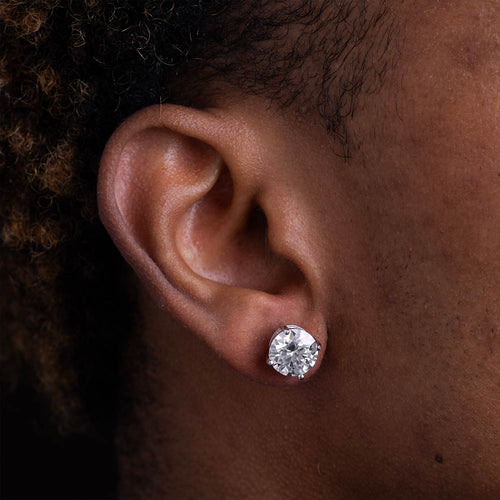 mens 10mm moissanite stud earrings model
