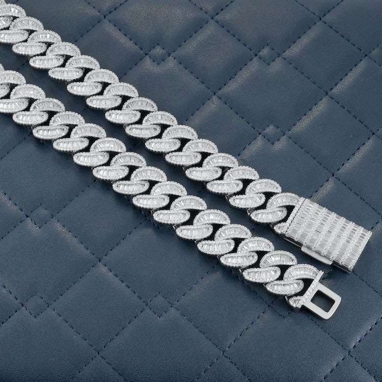 mens 20mm moissanite baguette miami cuban link chain necklace 925 silver white gold icecartel close