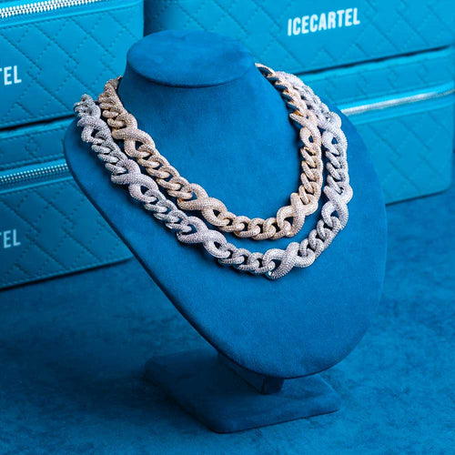 mens 20mm moissanite infinity link chain necklace