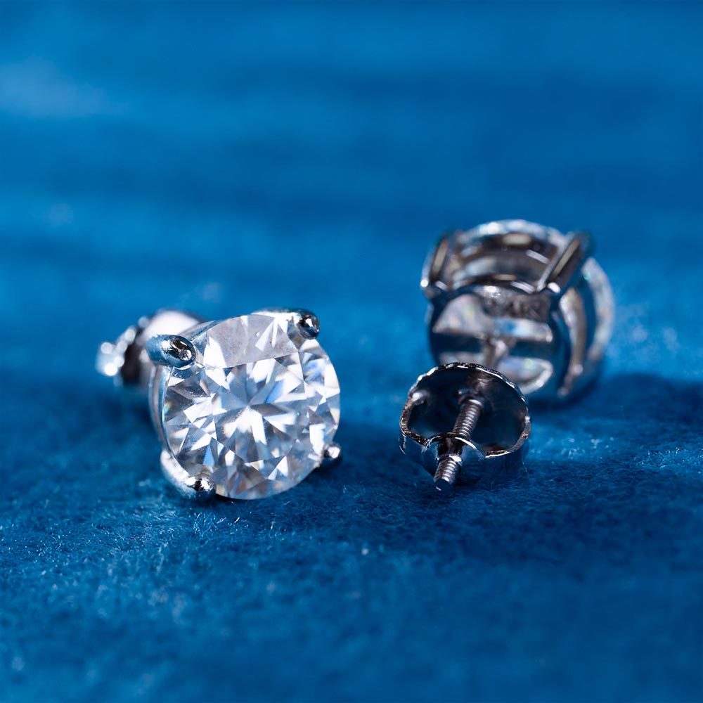 boucles d'oreilles moissanite 5mm pour homme diamant