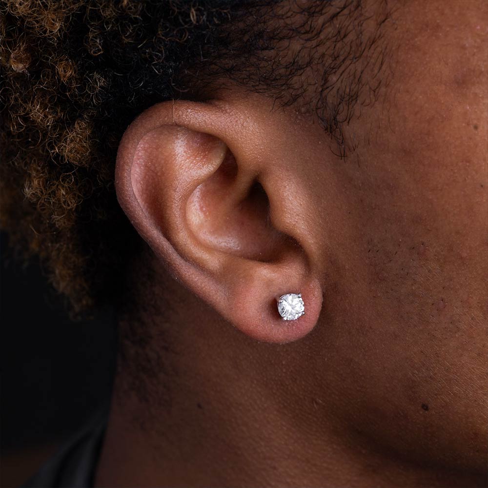 mens 5mm moissanite stud earrings model