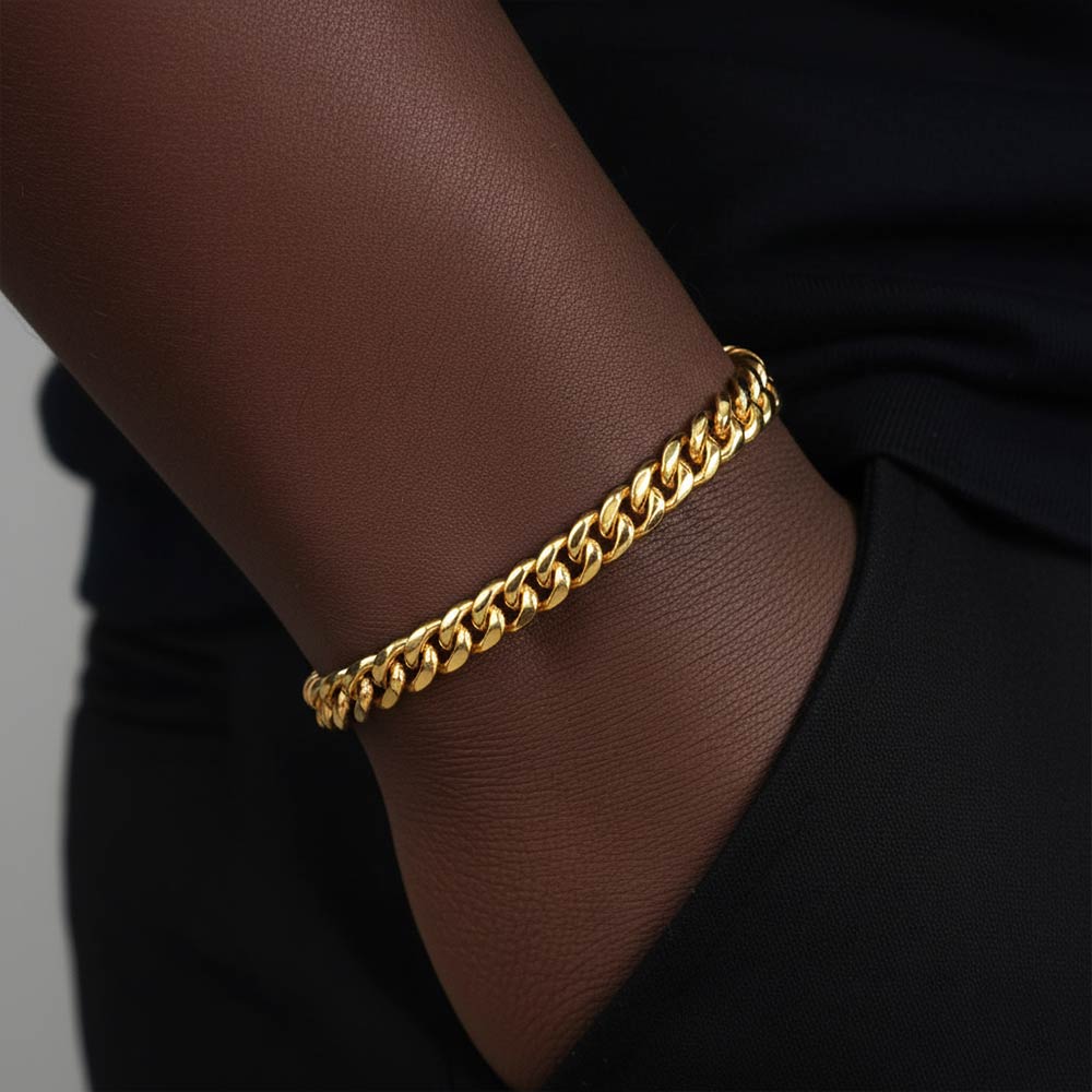 6MM Cuban Link Chain and Bracelet Bundle 14K Gold