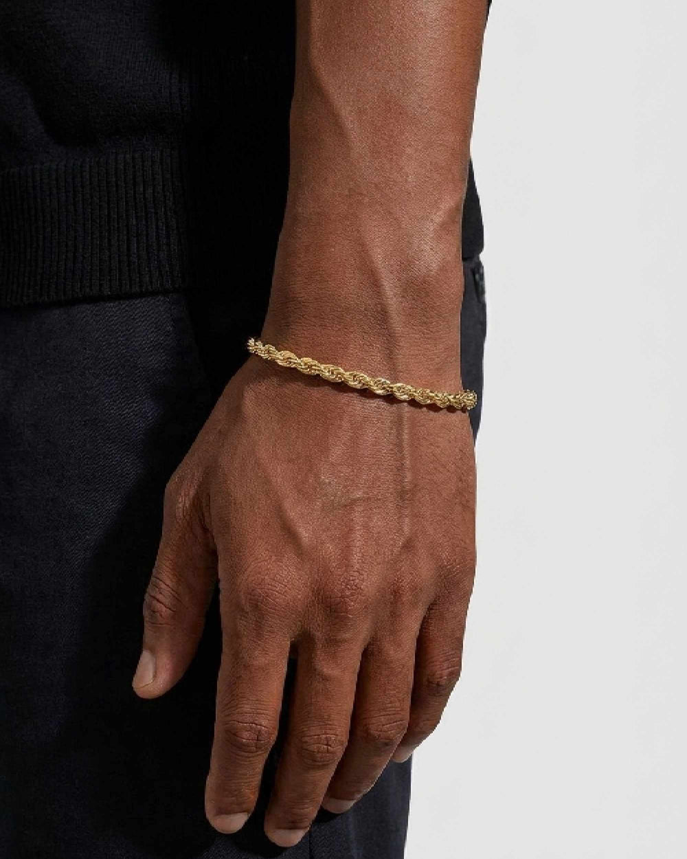 mens 6mm gold rope bracelet model icecartel new