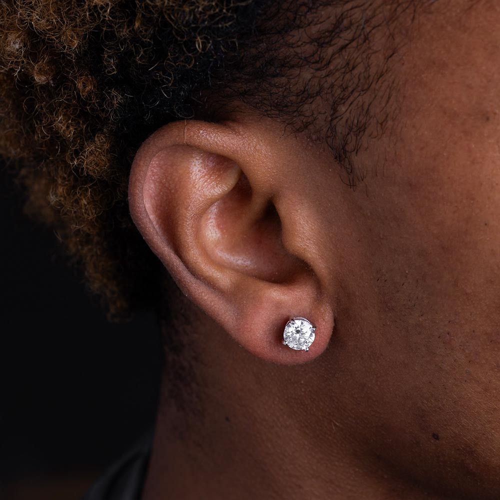 mens 6mm moissanite stud earrings model