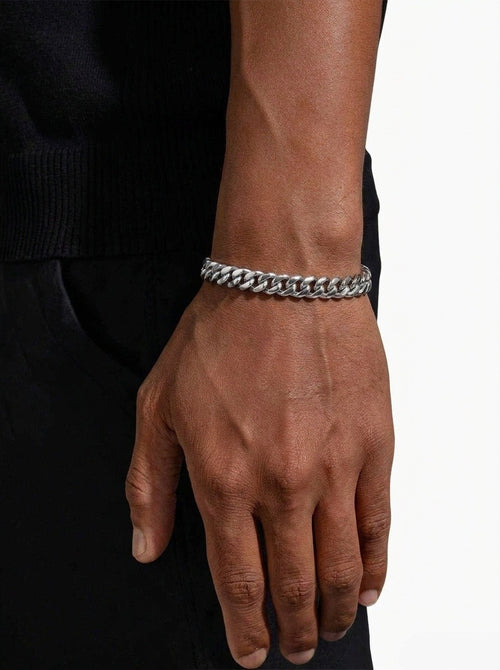 mens 6mm silver cuban link bracelet model px new ice