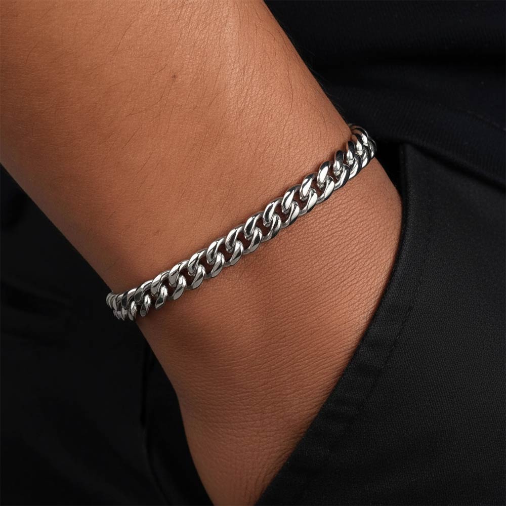 6MM Cuban Link Chain and Bracelet Bundle Silver