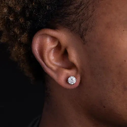 7.5MM Round Moissanite Stud Earrings