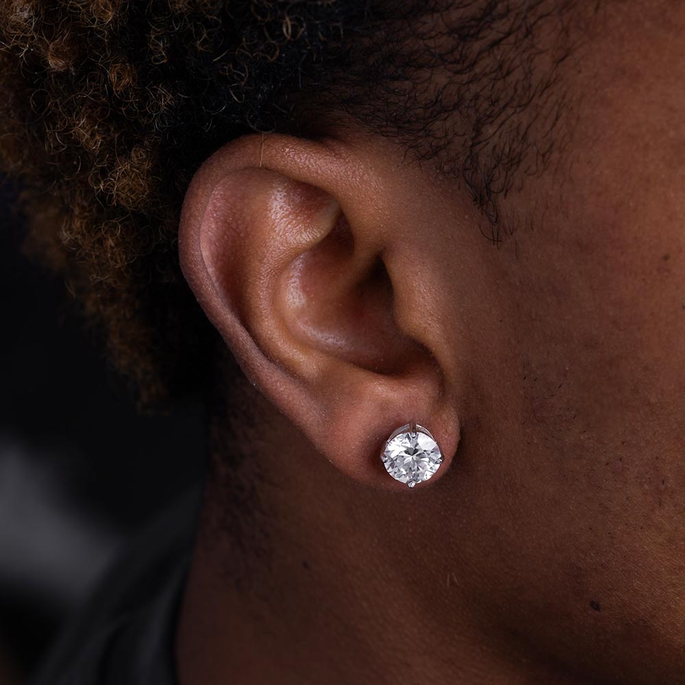 mens 9MM moissanite stud earrings model