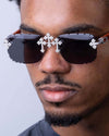 Moissanite Fleuree Cross Sunglasses 14K Gold - Dark Blue