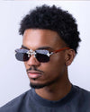 Moissanite Fleuree Cross Sunglasses 14K Gold - Dark Blue