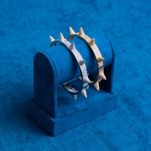 mens Moissanite spiked bangle bracelet