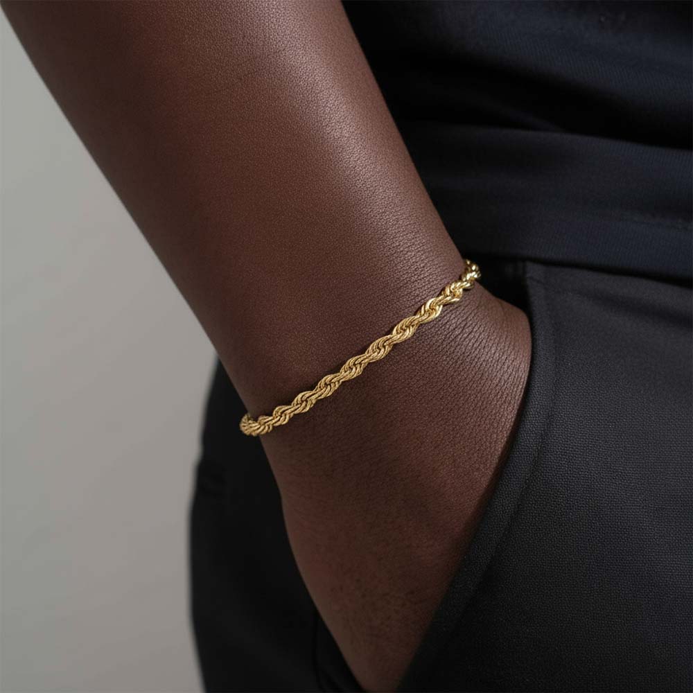 4MM Rope Chain and Bracelet Bundle 14K Gold