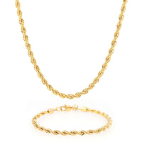 4MM Rope Chain and Bracelet Bundle 14K Gold