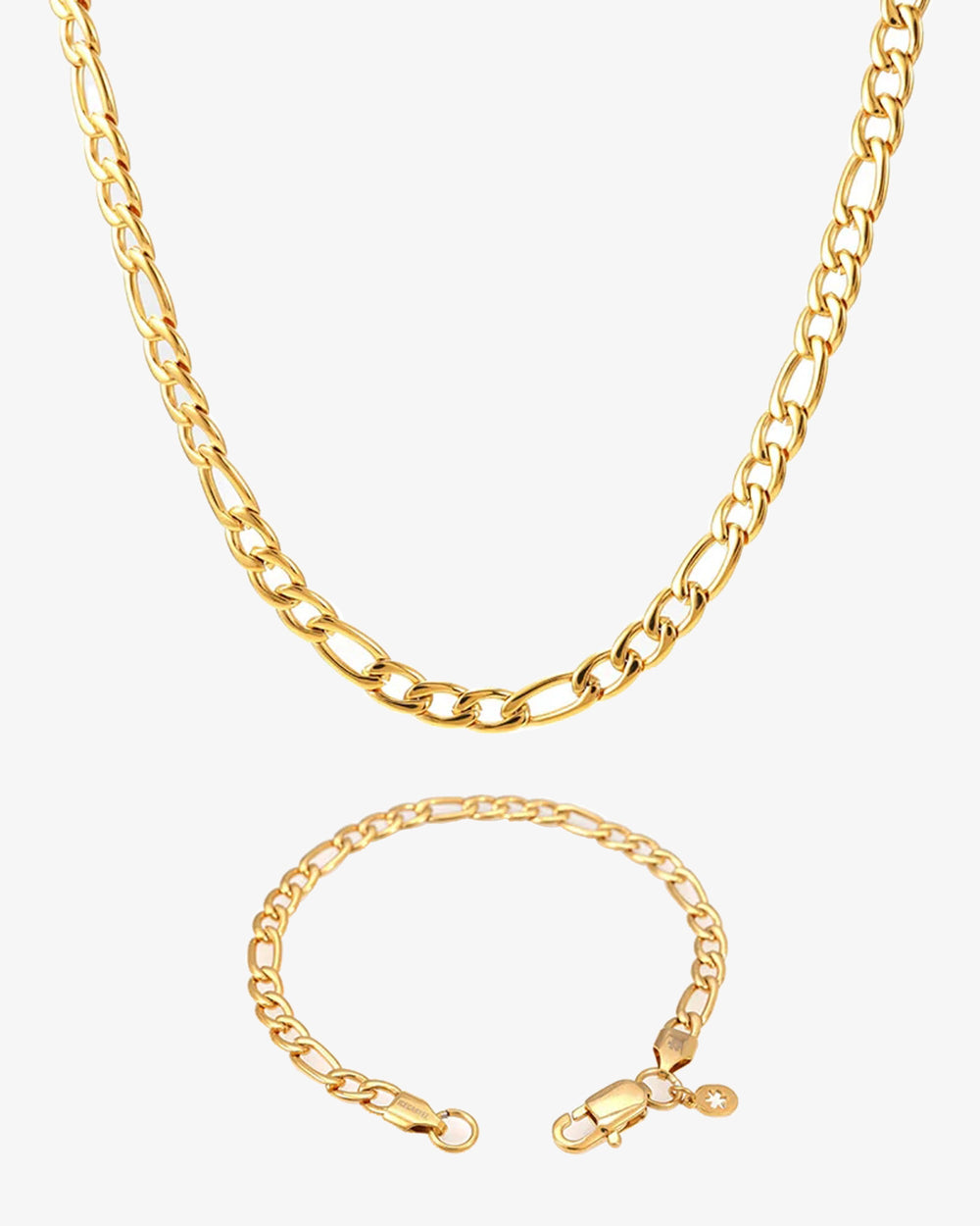 mens gold 5mm figaro link bracelet chain bundle px main