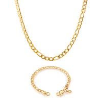 5MM Figaro Chain and Bracelet Bundle 14K Gold