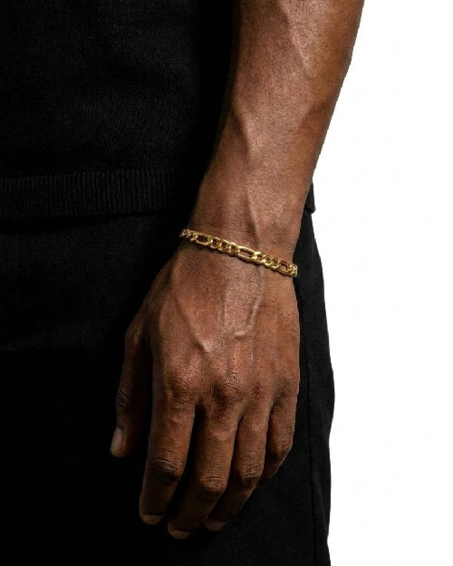 mens gold 5mm figaro link bracelet icecartel new