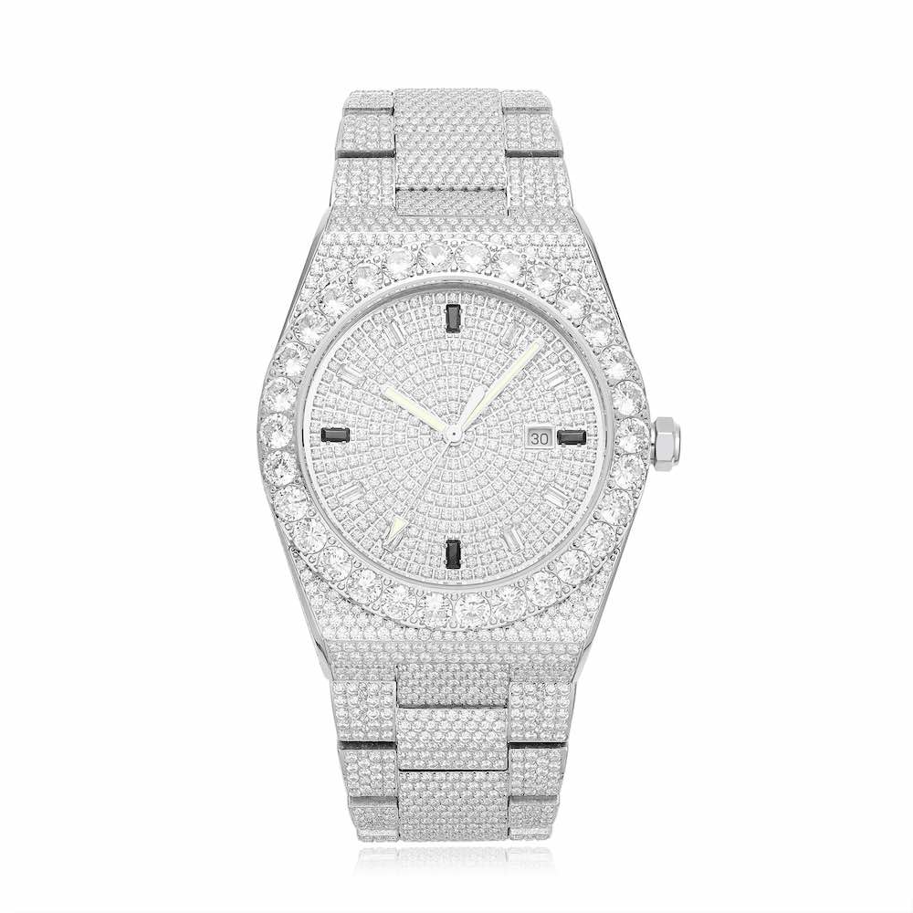 Men's Iced Out Watch White Background