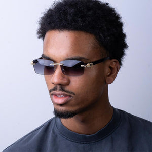 Moissanite Rimless 14K Gold Sunglasses - IceCartel™ display picture 1