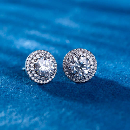mens vvs moissanite 11mm double halo stud earrings diamond