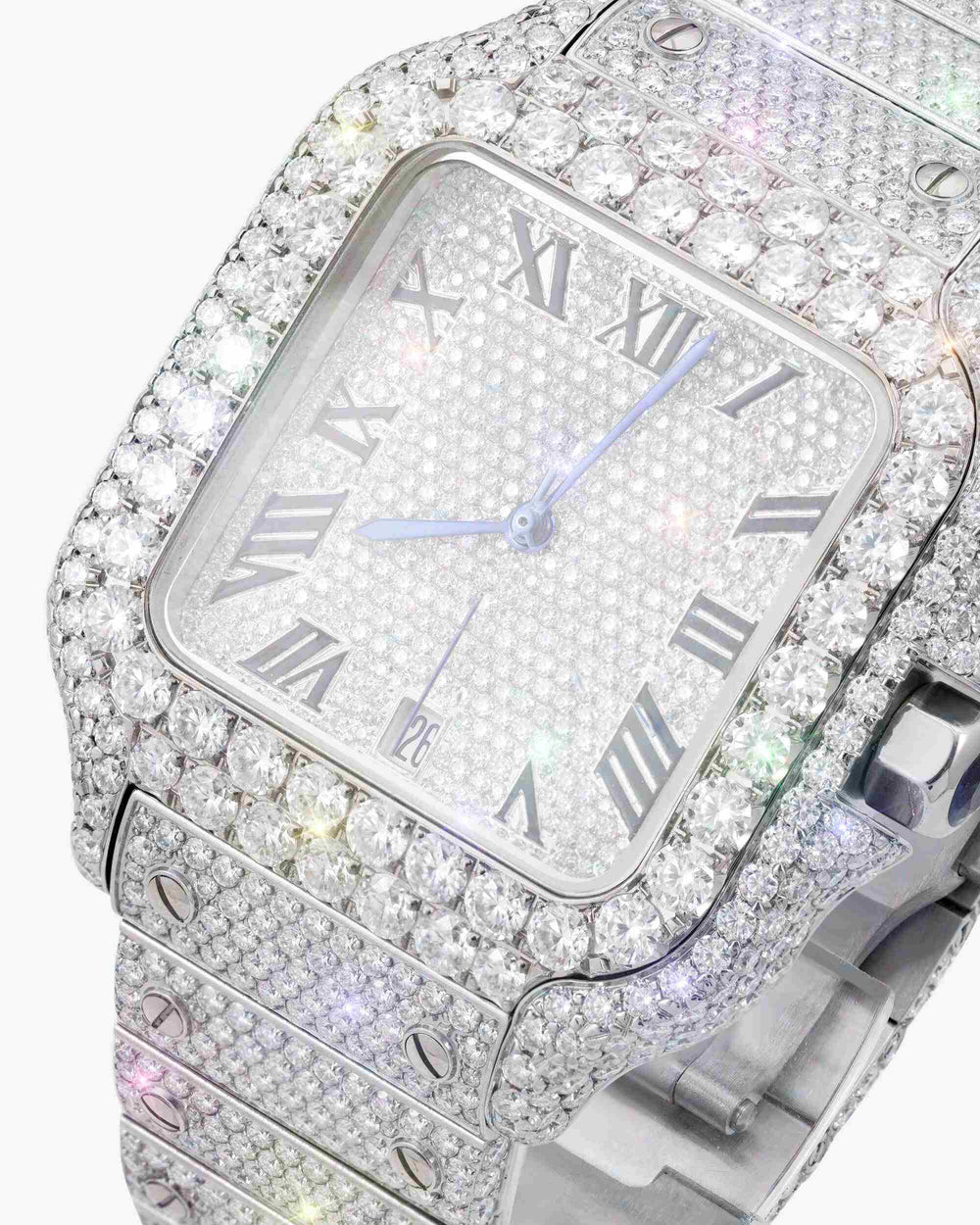 mens vvs moissanite watch 16ct 14k white gold icecartel px new close