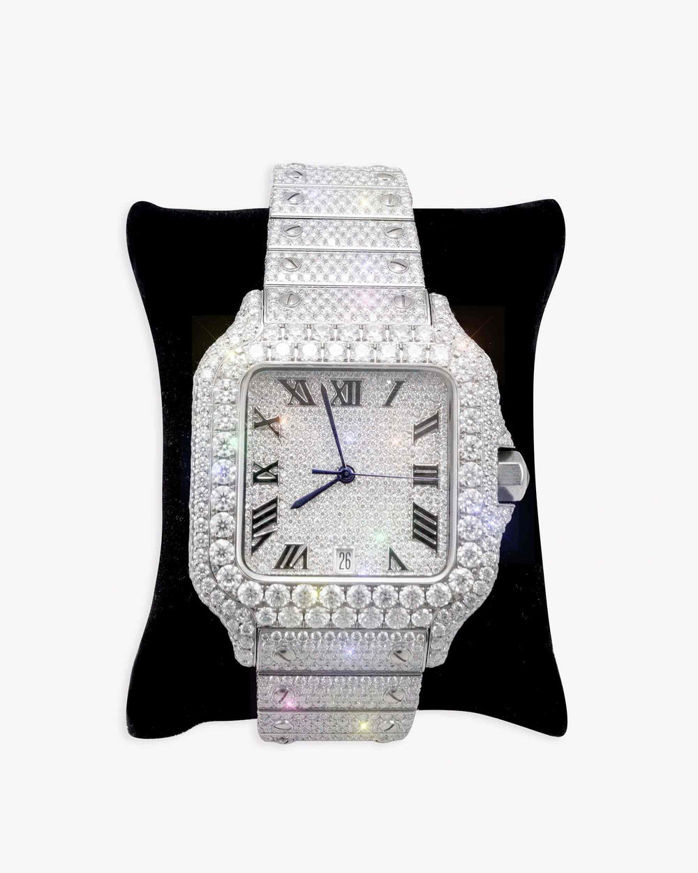 mens vvs moissanite watch 16ct 14k white gold icecartel px new display