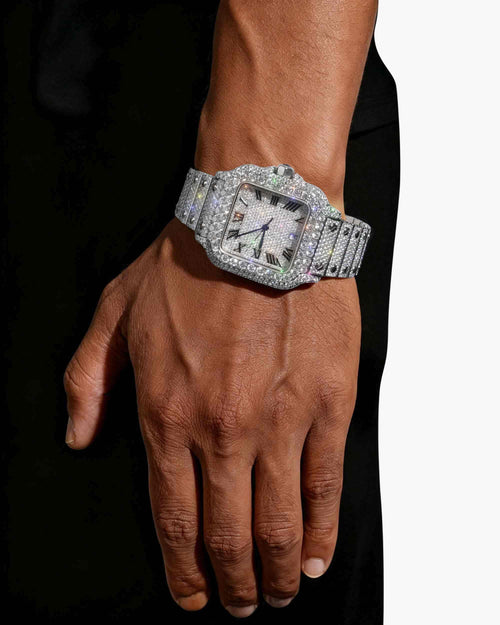 mens vvs moissanite watch 16ct 14k white gold icecartel px new model