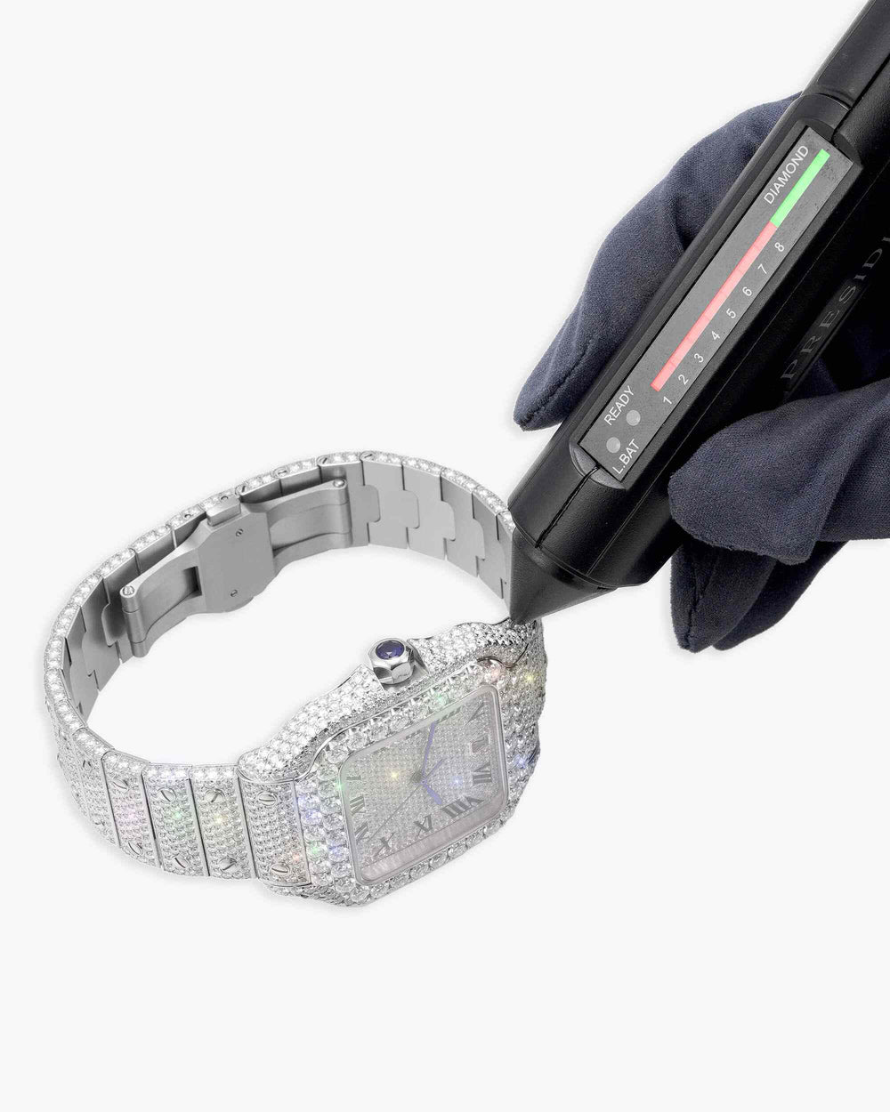 mens vvs moissanite watch 16ct 14k white gold icecartel px new test