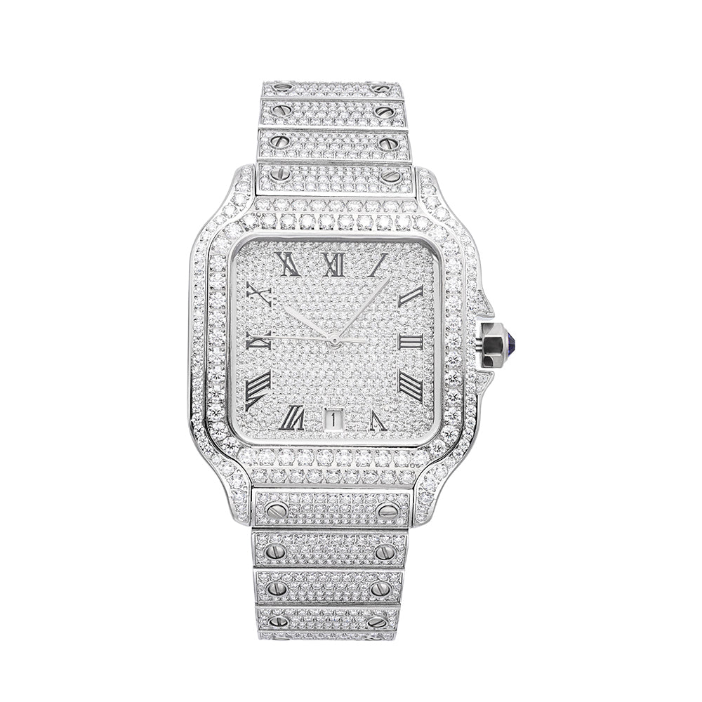mens vvs moissanite watch 16ct 14k white gold icecartel