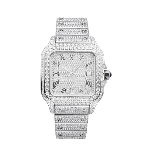 mens vvs moissanite watch 16ct 14k white gold icecartel