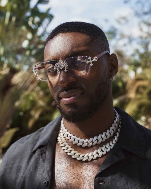 3 Row 20MM Prong Moissanite Cuban Link Chain 14K Gold