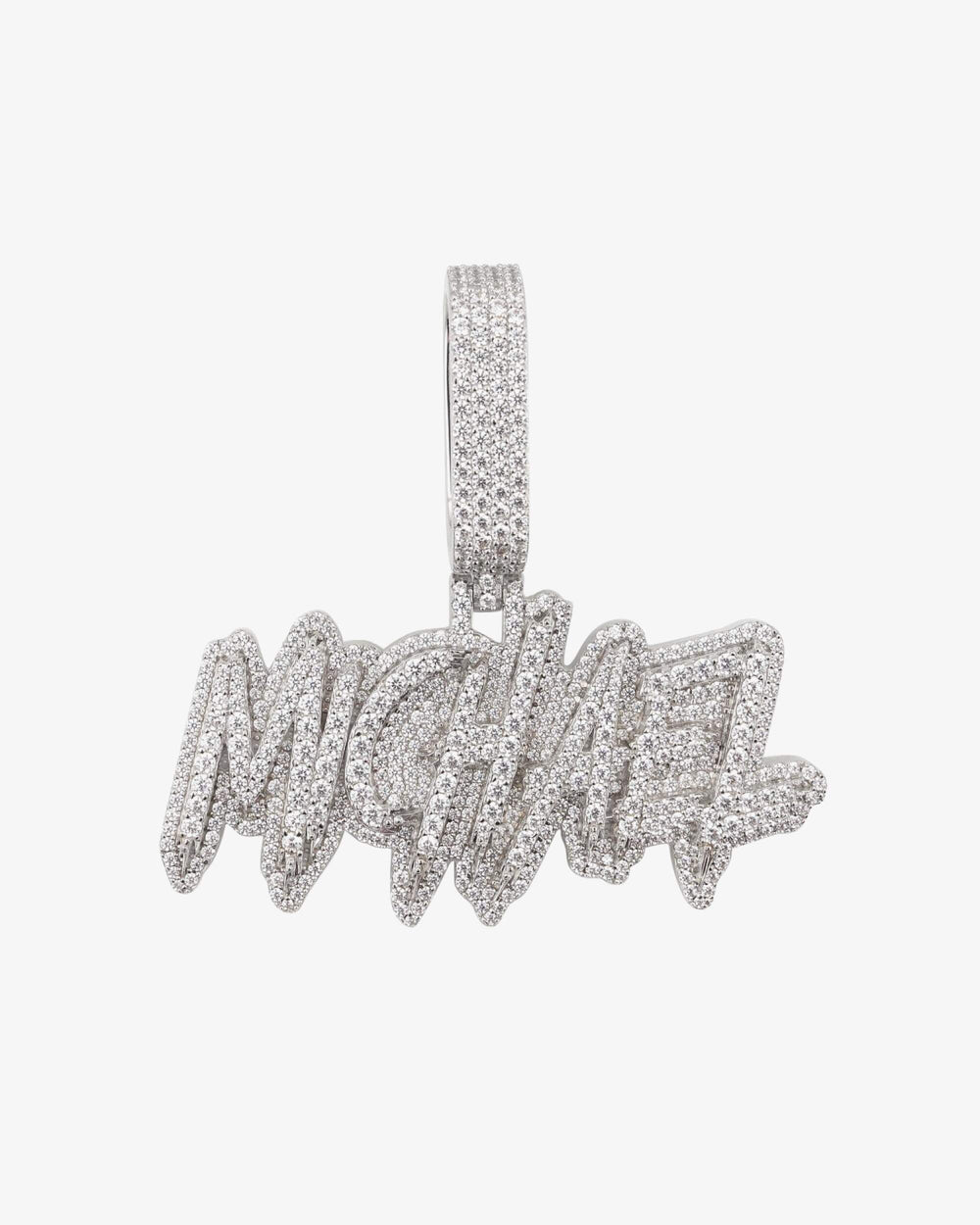 michael custom moissanite pendant 14k gold ICECARTEL white