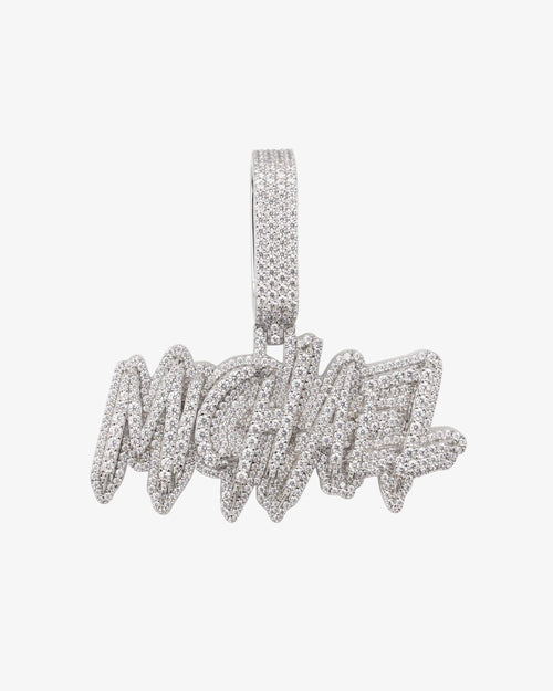 michael custom moissanite pendant 14k gold ICECARTEL white