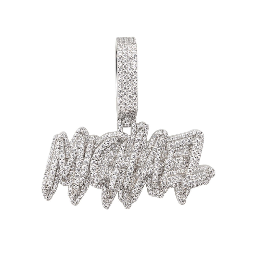 michael custom moissanite pendant 14k gold ICECARTEL white